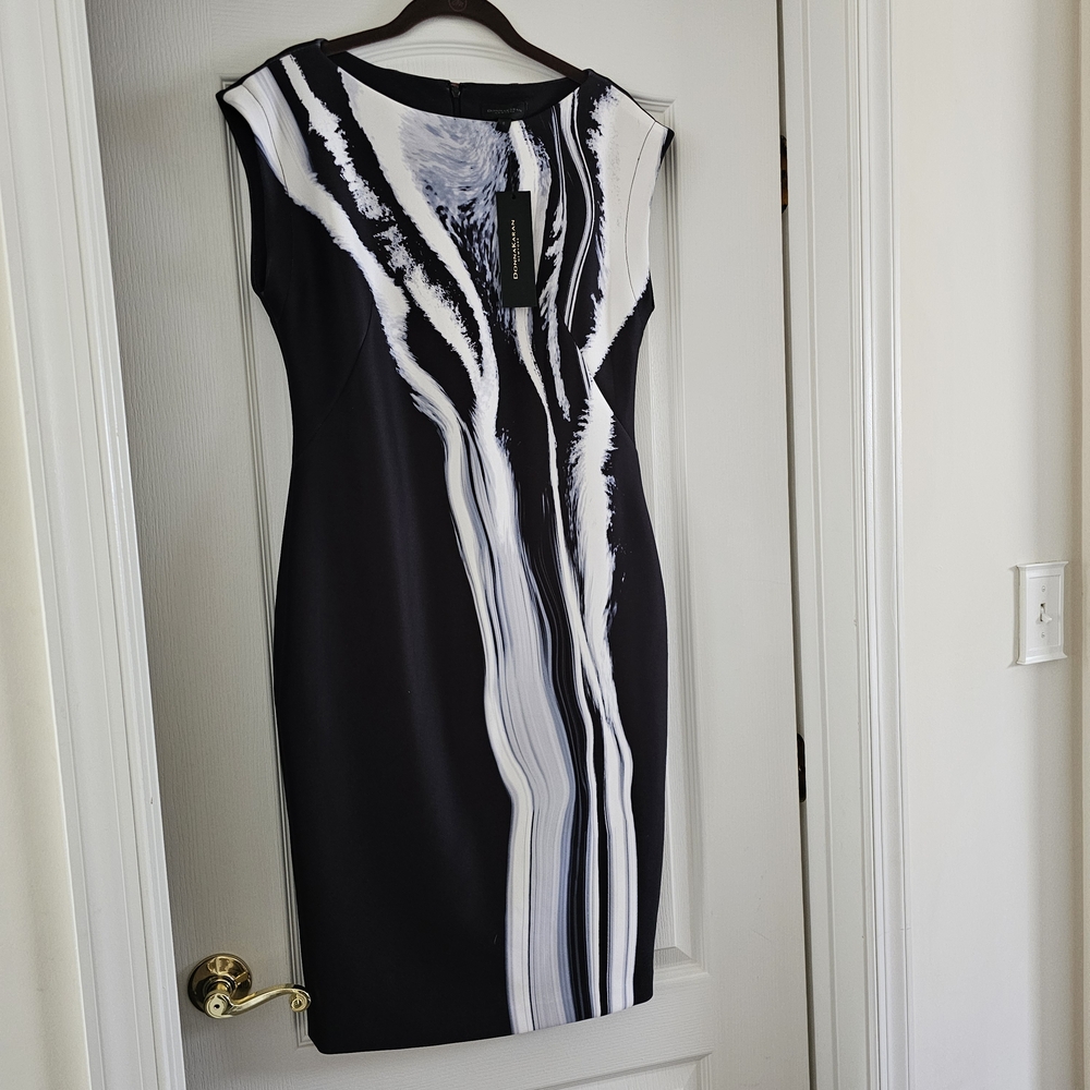 NWT Donna Karan Monochrome Abstract Midi Scuba Dress